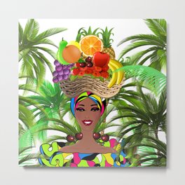 Cuban woman,fruit hat ,tropical,summer art Metal Print | Pineapple, Woman, Mugs, Cuba, Design, Cuban, Havana, Fruits, Happy, Art 