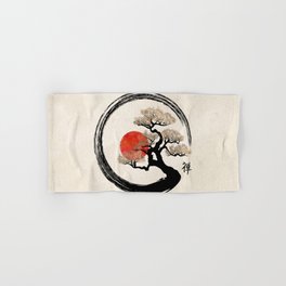 Enso Circle and Bonsai Tree on Canvas Hand & Bath Towel