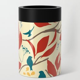 Colorful spring birds pattern Can Cooler
