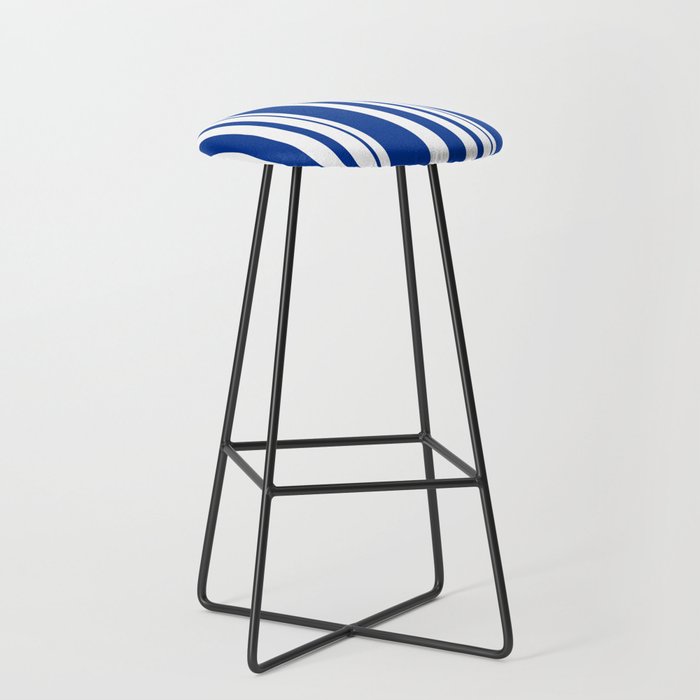 White And Blue Striped Bar Stool By, Blue Striped Bar Stools