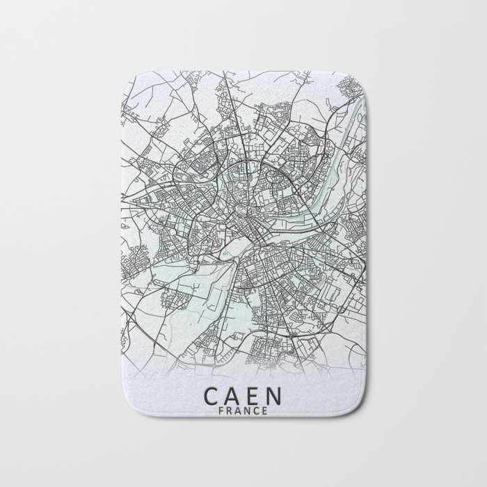 Caen, France, White, City, Map Bath Mat