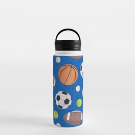 Sports Balls Pattern - Blue  Water Bottle