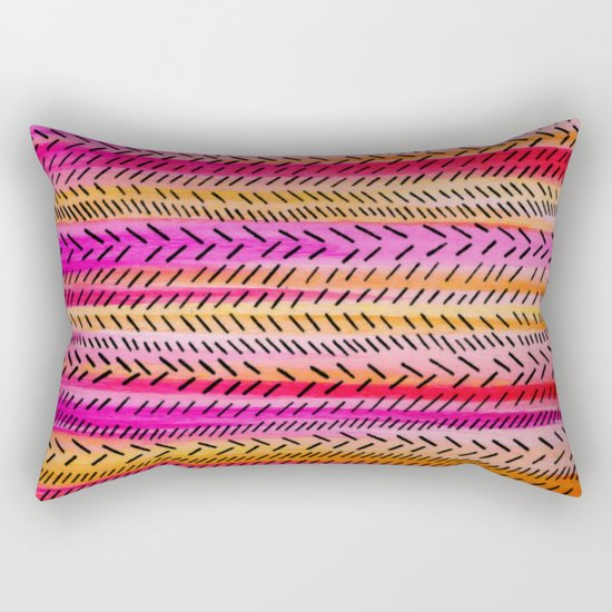 FUNKY RHYTHM 2 - Beautiful Fun Collaboration w Sreetama Ray, Pretty Feminine Pink Orange Pattern Rectangular Pillow