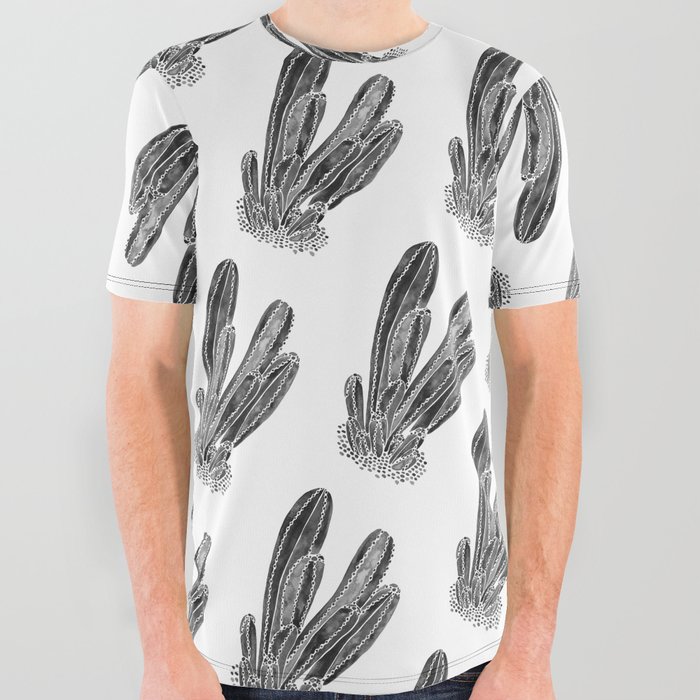 Cactus Cluster – Black All Over Graphic Tee