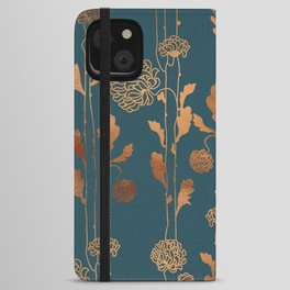 Art Deco Copper Flowers  iPhone Wallet Case