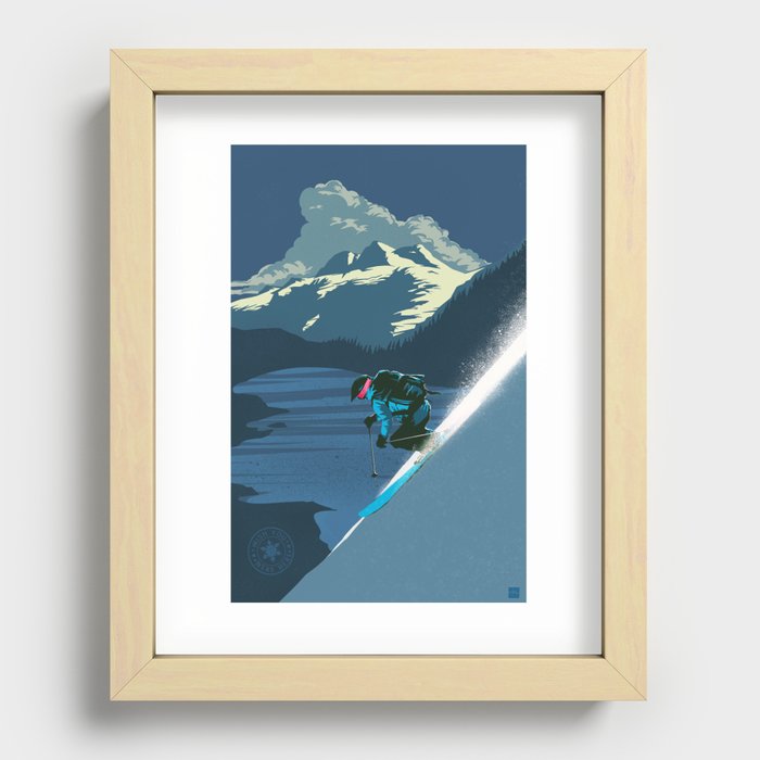 Retro Sunset Alpine Ski Travel Poster Recessed Framed Print