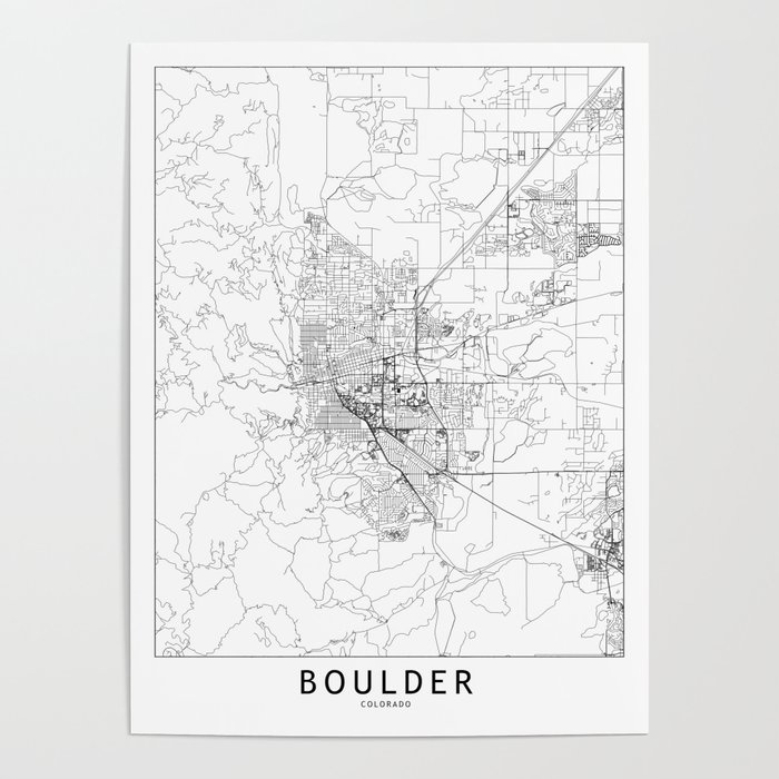 Boulder White Map Poster