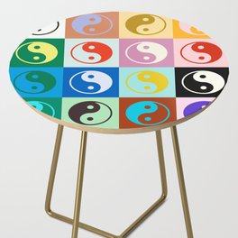 Checkered Yin Yang Pattern (Color Block Version) Side Table