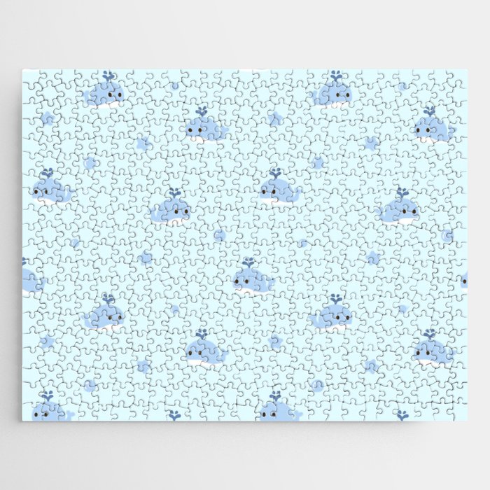 Cute Cartoon Blue Whale Pattern Jigsaw Puzzle
