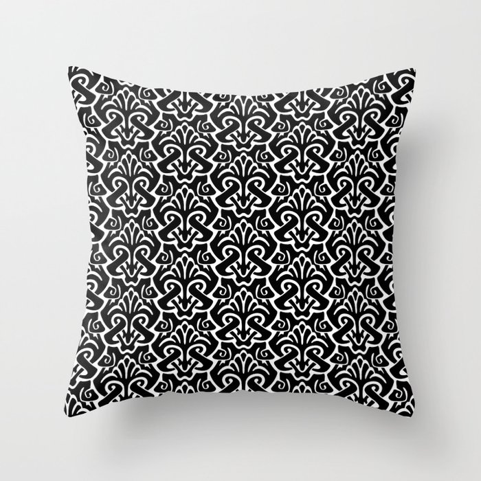 Art Nouveau Pattern Black And White Throw Pillow