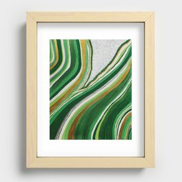 Green Geode Inspired Acrylic Painting Recessed Framed Print