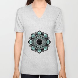 Aquarius zodiac art - Green mandala drawing V Neck T Shirt