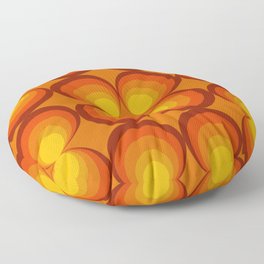70s Circle Design - Orange Background Floor Pillow