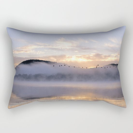 Misty Morning on the Lake Rectangular Pillow