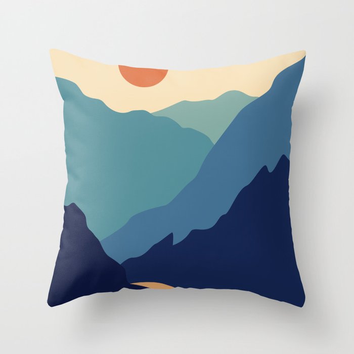 Mountains & River II Throw Pillow