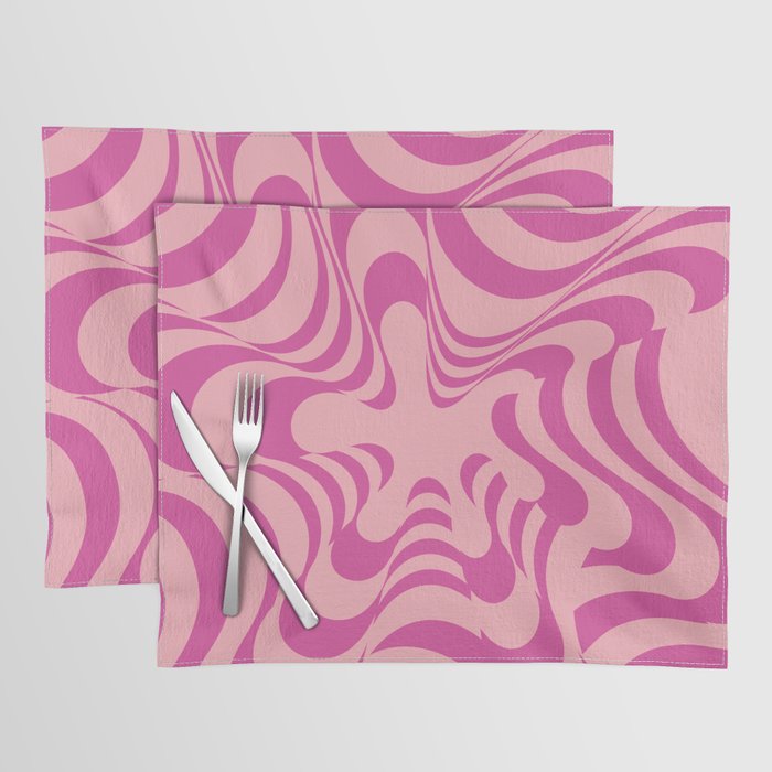 Abstract Groovy Retro Liquid Swirl Pink Pattern Placemat