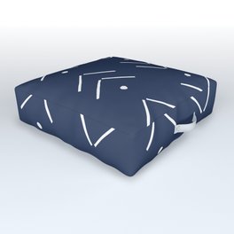 Arrow Lines Pattern in Navy Blue Outdoor Floor Cushion | Polkadot, Bohemian, Rustic, Navy, Boho, African, Blue, Mudcloth, Lines, Geometric 