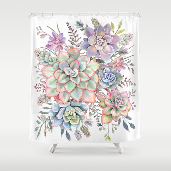 Watercolor Succulent #56 Shower Curtain