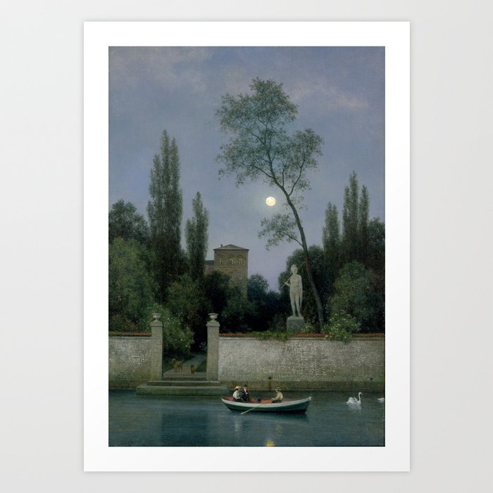  Italian Villa in Moonlight - Georg Emil Libert Art Print