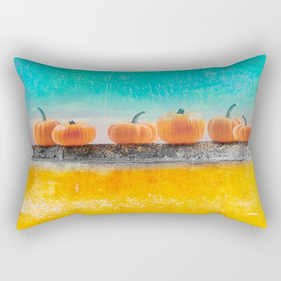 Pumpkins on a Wall Rectangular Pillow