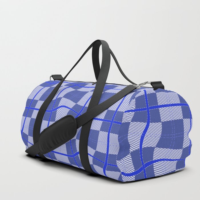Warped Checkerboard Grid Illustration Vibrant Green Duffle Bag