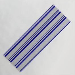 [ Thumbnail: Dark Blue and Grey Colored Pattern of Stripes Yoga Mat ]