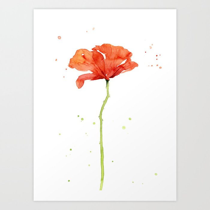 Red Poppy Flower Watercolor Art Print By Olechka Society6