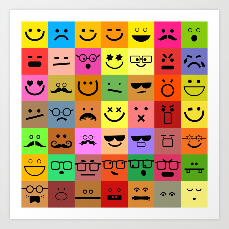 Square Emoji Faces Art Print By Prawny Society6