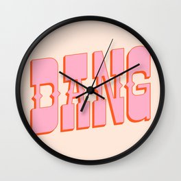 DANG - western style saloon font in retro mod colors (bright pink and orange) Wall Clock