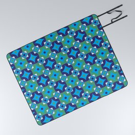 Circle and squares mosaic pattern in blue and green Picnic Blanket