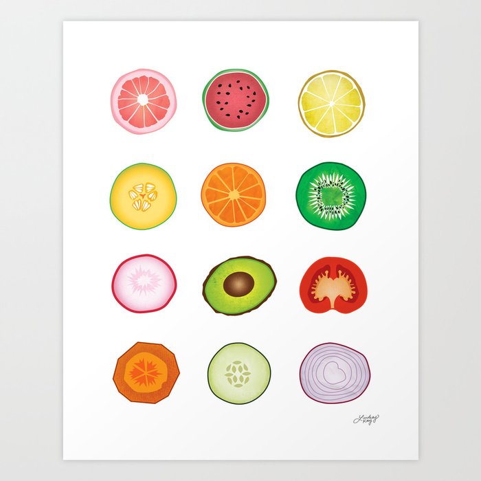 Fruits and Vegetables Collage Art Print