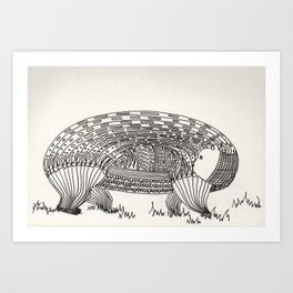 bear Art Print | Black and White, Pattern, Illustration, Animal 