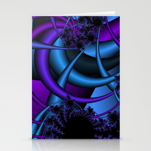 purple and blue fractal Stationery Cards