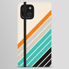 Anushka - Orange Grey Green Black Classic Retro Stripes iPhone Wallet Case