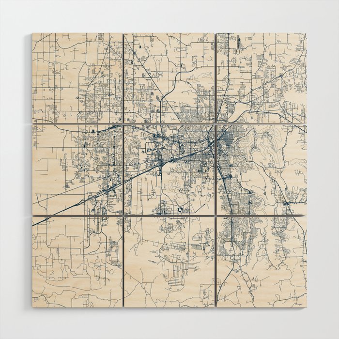 USA, Huntsville - Minimalist City Map Wood Wall Art