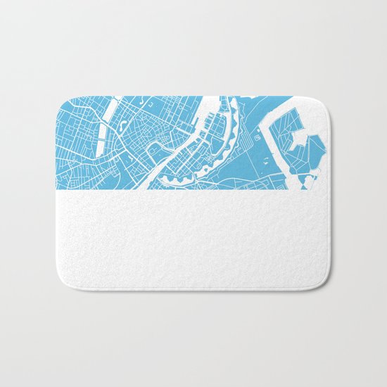 Copenhagen map blue Bath Mat
