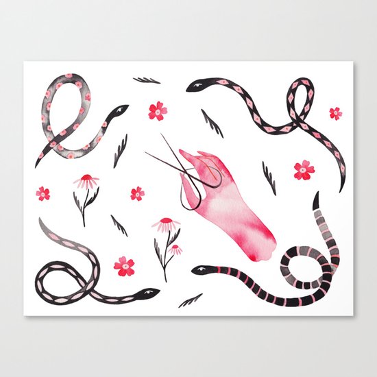 Snakes in the garden Canvas Print