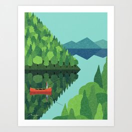 Fishing from a Canoe (2015) Art Print