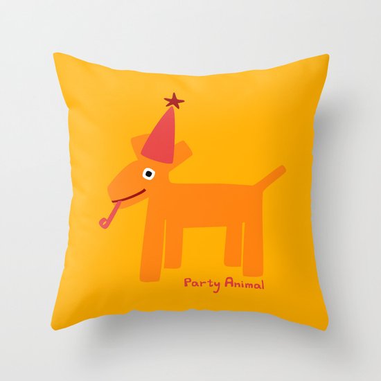 Party Animal-Orange Throw Pillow