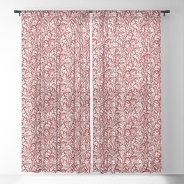 William Morris Thistle Damask, Dark Red and White Sheer Curtain