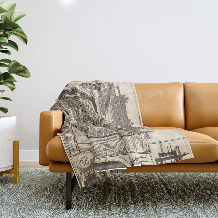 Map of Jerusalem (Ierusalem) circa 1770 Throw Blanket by The Arts