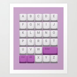 Keyboard Alphabet - Purple Art Print