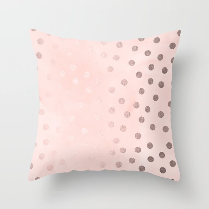 Rose Gold Pastel Pink Polka Dots Throw Pillow By Naturemagick