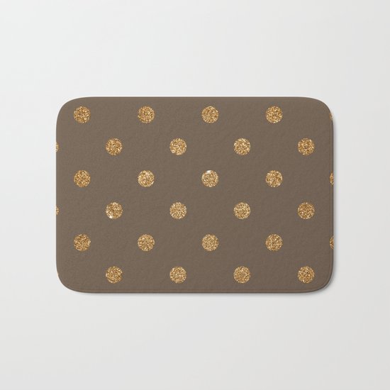 Brown Gold Glitter Dots Bath Mat