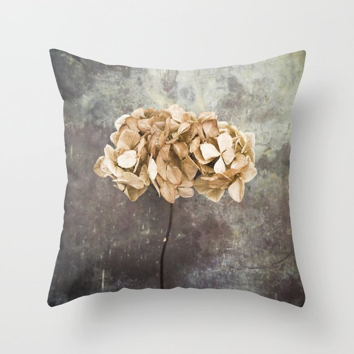 Dried Hydrangea Throw Pillow