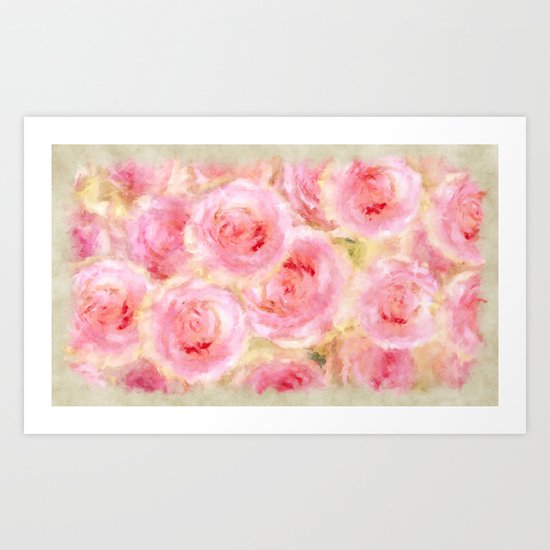 Bed of roses- Watercolor rose Illustration Art Print