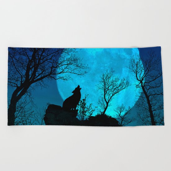 Howling wolf Beach Towel