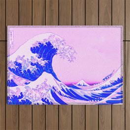 The Great Wave Remix in Pink Outdoor Rug