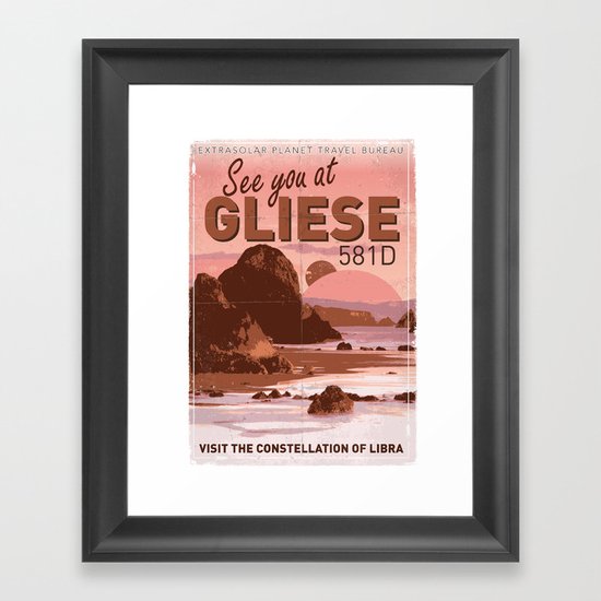 My Exoplanetary Travel Poster: Gliese 581 D Framed Art Print