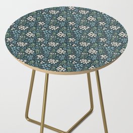 Teal Tranquility: A Tapestry of Floral Elegance Side Table